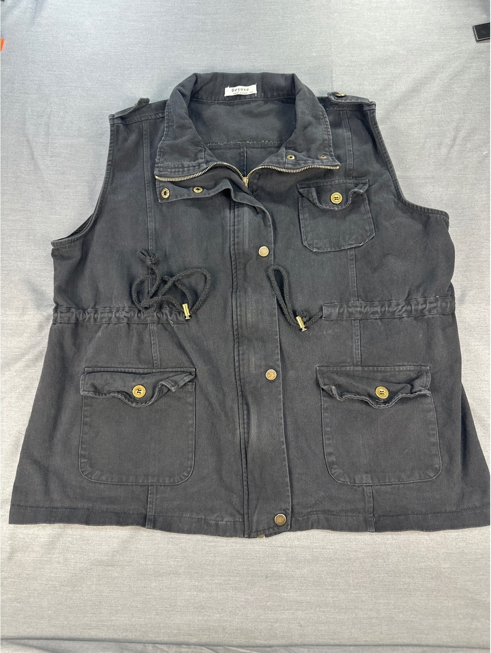 Beyove Women Sleeveless Utility Vest XXL Black Polyester Spandex